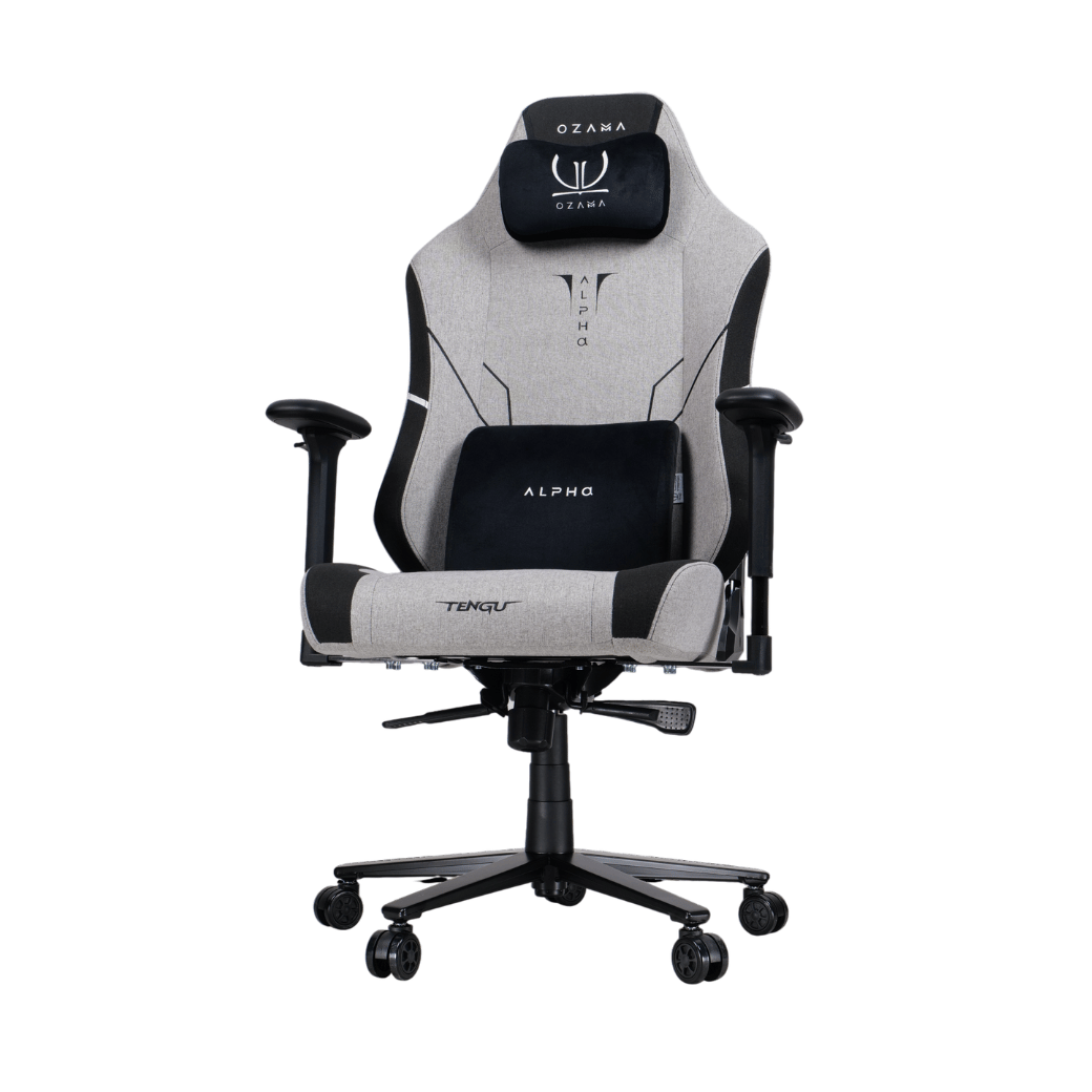 บัลลังก์เกมมิ่ง OZAMA ภายใต้แบรนด์ TENGUGAMINGGEARS รุ่น ALPHA TITAN FABRIC (CH-APT-F-LG) สีเทา เบาะผ้า_0